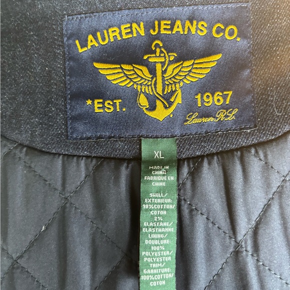 Lauren Jeans Co. Vintage Dark Blue Jean Quilted Denim Bomber Jacket - Picture 8 of 15